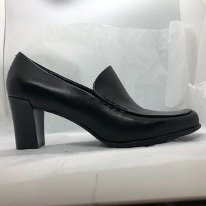 Franco Sarto Nolan Black Leather High Heel Loafer Pumps Size 8